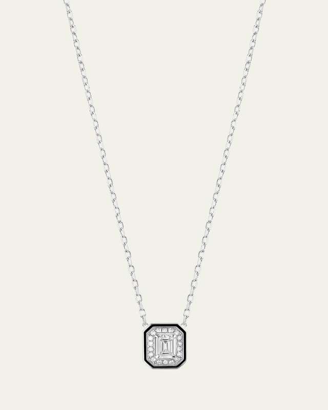 Vendome Lisere Pendant Necklace with Black Lacquer and Diamonds